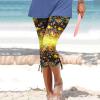 NineFit Basics Leggings for Women 2024 Capri Pants Leggings Fitness Tights Workout Print Gym Capri Trousers 3/4 Length Cropped Pants Yellow, XX-Large view 2
