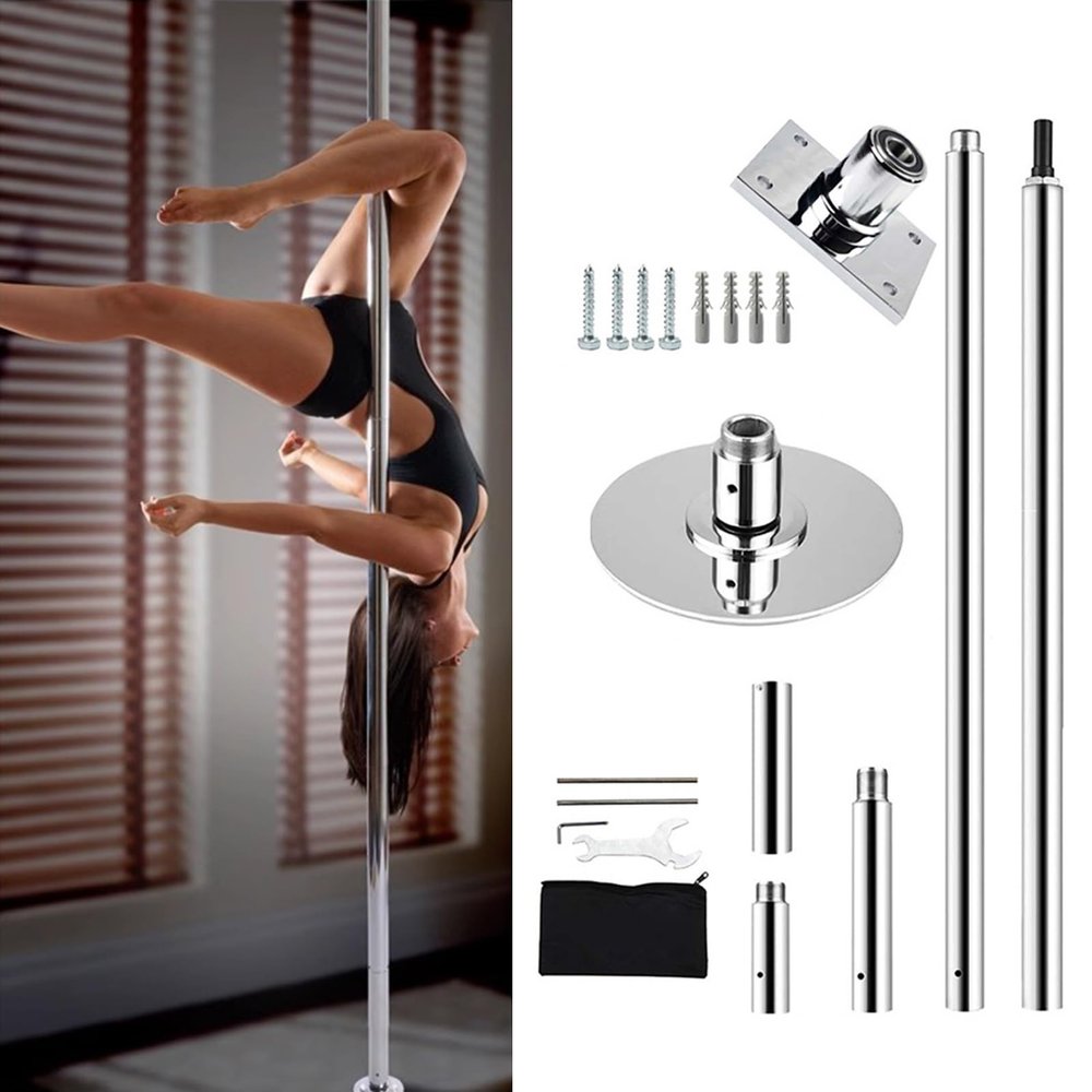 Spinning Pole Portable Removable Professional Stripper Dance Pole Ceiling Mounted, Smooth Connection Dancing Tube Kit for Carpet, Adjustable Home Fitness Pole with Fixed Plate(Size:2.2m-2.7m(7.2ft-8.8