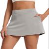ODODOS Modal Soft Wrap Mini Skorts with Pocket for Women High Waist Asymmetrical Hem Relaxed Shorts, Light Gray, Large view 1
