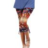 Leggings for Women 2024 Capri Pants Leggings Fitness Tights Workout Print Gym Capri Trousers 3/4 Length Cropped Pants Orange view 1