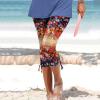 Leggings for Women 2024 Capri Pants Leggings Fitness Tights Workout Print Gym Capri Trousers 3/4 Length Cropped Pants Orange view 2