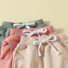 Pivanzore Toddler Baby Boys Girls Sweatpants 3 Pack Solid Color Elastic Waist Bottom Pants Newborn Infant Trousers (Apricot Pink Green, 12-18 Months) view 4