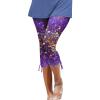 Leggings for Women 2024 Capri Pants Leggings Fitness Tights Workout Print Gym Capri Trousers 3/4 Length Cropped Pants Purple view 2