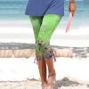 Leggings for Women 2024 Capri Pants Leggings Fitness Tights Workout Print Gym Capri Trousers 3/4 Length Cropped Pants view 2