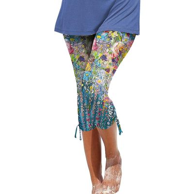 Leggings for Women 2024 Capri Pants Leggings Fitness Tights Workout Print Gym Capri Trousers 3/4 Length Cropped Pants