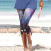 Leggings for Women 2024 Capri Pants Leggings Fitness Tights Workout Print Gym Capri Trousers 3/4 Length Cropped Pants view 2