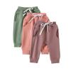 Pivanzore Toddler Baby Boys Girls Sweatpants 3 Pack Solid Color Elastic Waist Bottom Pants Newborn Infant Trousers (Green Pink Purple, 18-24 Months) view 1
