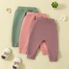 Pivanzore Toddler Baby Boys Girls Sweatpants 3 Pack Solid Color Elastic Waist Bottom Pants Newborn Infant Trousers (Green Pink Purple, 18-24 Months) view 3