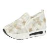 NineFit Basics Platform Wedge Floral Sneakers Shoes for Women Fashion Breathable Slip On Walking Shoes Women's Casual Embroidery Sneakers Comfort Work Shoes Outdoor Travel Hidden High Heels Shoes White, 8 view 1