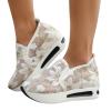 NineFit Basics Platform Wedge Floral Sneakers Shoes for Women Fashion Breathable Slip On Walking Shoes Women's Casual Embroidery Sneakers Comfort Work Shoes Outdoor Travel Hidden High Heels Shoes White, 8 view 3