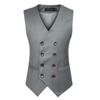 UEAUY Men's Casual Business Vests Lightweight Wedding Vests Dress Waistcoat V-Neck Button Suit Vest Dark Grey XX-Large view 1