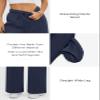 ATHMILE Womens Flare Sweatpants Fleece Lined Baggy Extra Long Cute Pants High Wasited Athletic Joggers with Pockets Navy Blue view 4