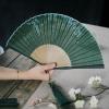 KAHEGIND Hand-held Bamboo Leaf Pattern Folding Fan Bamboo New Chinese Style Portable Hand Fan Gift Fan Dance Fan Small Folding Fan(Color:Green) view 4