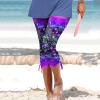Leggings for Women 2024 Capri Pants Leggings Fitness Tights Workout Print Gym Capri Trousers 3/4 Length Cropped Pants Dark Blue view 2