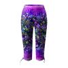 Leggings for Women 2024 Capri Pants Leggings Fitness Tights Workout Print Gym Capri Trousers 3/4 Length Cropped Pants Dark Blue view 3