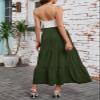 Arolina Maxi Skirt for Women Summer Boho Elastic High Waist Pleated A-Line Flowy Ruffle Swing Tiered Long Beach Skirt Dress Army Green view 4