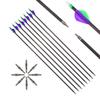 ACCMOS 12pc 28-Inch Spine-400 Arrow Removable Tips Targeting Hunting Arrow Plastic Fletching 2 Inch Vane Carbon Arrows for Compound Bow Recurve Bow Adult Youth Archery Purple Green view 2