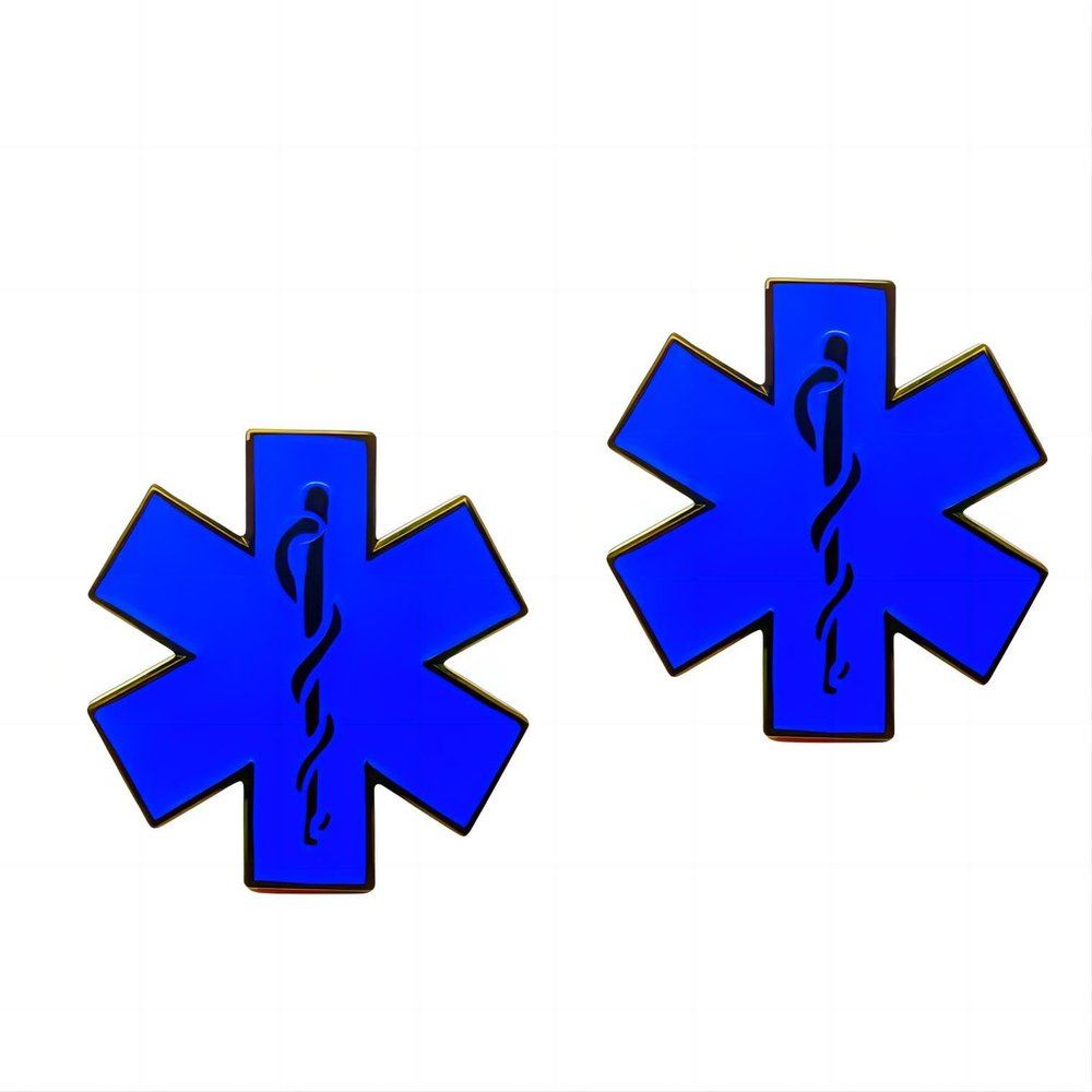2 Star of Life Enamel Pins, Emergency Medical Response Metal Alloy Pins