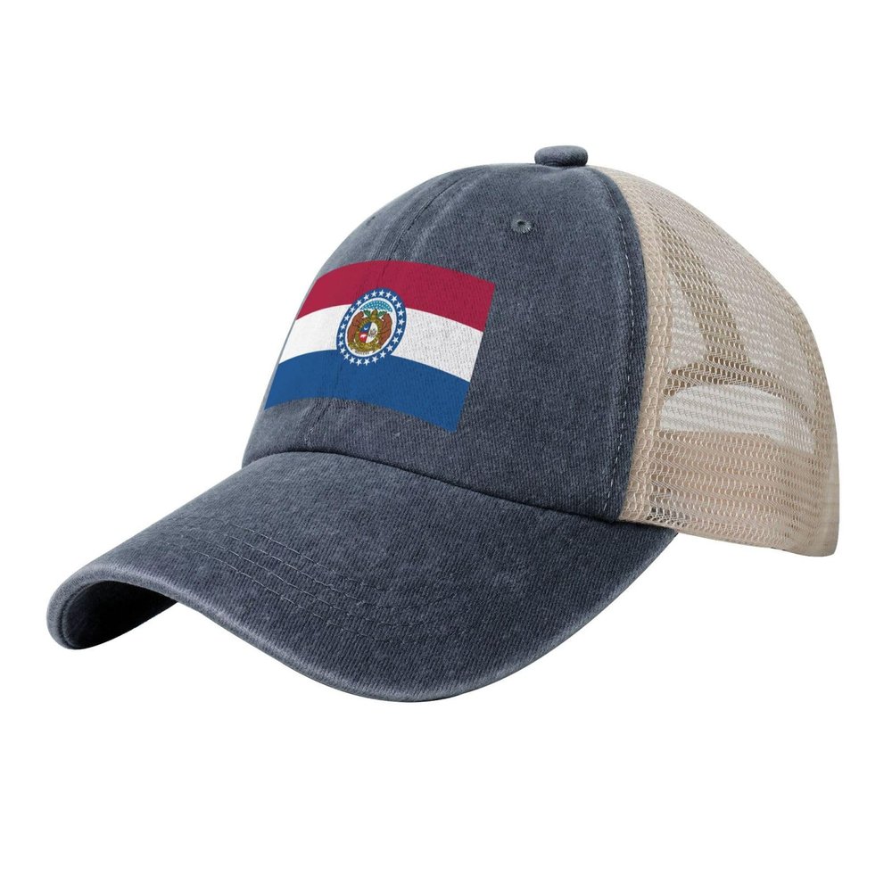 Flag of Missouri Baseball Cap Women Men Mesh-Back Hat Retro Trucker Hats Sun Hat