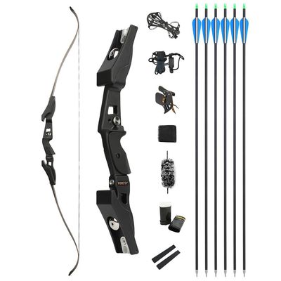 62 Inch ILF American Hunting Bow 25-60Lbs Metal Riser Competition Athletic Recurve Bow for Adult Right Handed Hunting Longbow (Black, 40 lbs)