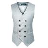UEAUY Men's Casual Business Vests Lightweight Wedding Vests Dress Waistcoat V-Neck Button Suit Vest Light Gray X-Small view 1