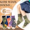 SeeyAN Kids Merino Wool Socks Boys Girls Hiking Boot Winter Thermal Warm Cozy Soft Toddler Thick Crew Socks 6 Pairs (6 Pairs Heel Bear, 4-7 Years) view 3