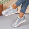 NineFit Basics Women Lace Up Sneakers Casual Walking Shoes Low top Fashion Sneakers Sneakers for Women Comfortable Flats Breathable Slip on Sneakers Women Slip on Shoes Silver, 9 view 2