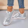 NineFit Basics Women Lace Up Sneakers Casual Walking Shoes Low top Fashion Sneakers Sneakers for Women Comfortable Flats Breathable Slip on Sneakers Women Slip on Shoes Silver, 9 view 4