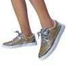 Generic Fashion Glitter Sneakers | Sparkly Bling Bedazzled Shiny Shoes for Women Casual Lace Up Sneakers Lightweight Breathable Walking Sneakers for Women Outdoor Comfortable Board Shoes, 9, Silver view 3