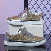Generic Fashion Glitter Sneakers | Sparkly Bling Bedazzled Shiny Shoes for Women Casual Lace Up Sneakers Lightweight Breathable Walking Sneakers for Women Outdoor Comfortable Board Shoes, 9, Silver view 4