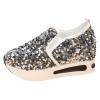 NineFit Basics Sparkly Bling Bedazzled Shiny Shoes for Women,Women's Sequins Platform Sneakers Casual Low Top Slip On Wedge Sports Shoes Fashion Walking Trainers  Silver, 7.5 view 1