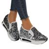 NineFit Basics Sparkly Bling Bedazzled Shiny Shoes for Women,Women's Sequins Platform Sneakers Casual Low Top Slip On Wedge Sports Shoes Fashion Walking Trainers  Silver, 7.5 view 3