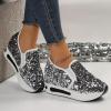 NineFit Basics Sparkly Bling Bedazzled Shiny Shoes for Women,Women's Sequins Platform Sneakers Casual Low Top Slip On Wedge Sports Shoes Fashion Walking Trainers  Silver, 7.5 view 4