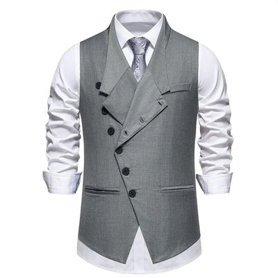 UEAUY Men's Casual Business Vests Lightweight Wedding Vests Dress Waistcoat V-Neck Button Suit Vest Dark Grey 2 XXX-Large