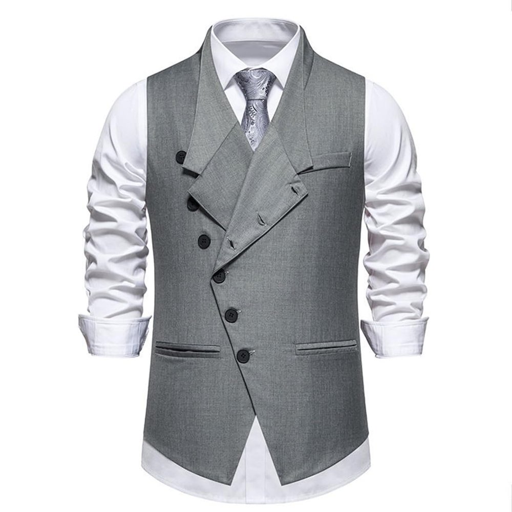 UEAUY Men's Casual Business Vests Lightweight Wedding Vests Dress Waistcoat V-Neck Button Suit Vest Dark Grey 2 XXX-Large