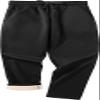 GEEK LIGHTING Men's Fleece Sweatpants Sherpa Lined Warm Drawstring Elastic Pants with Pockets Lead Black view 1