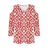 Women's 3/4 Sleeve Tops V Neck Cold Shoulder Loose Blouse Boho Floral Graphic Tees Womens Summer Tops Dressy Casual Red view 3