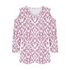Women's 3/4 Sleeve Tops V Neck Cold Shoulder Loose Blouse Boho Floral Graphic Tees Womens Summer Tops Dressy Casual Pink view 3