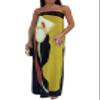 Aonoapll Women Y2k Tube Maxi Dress Strapless Floral Print Bodycon Long Dress Backless Off Shoulder Cocktail Party Dress(Yellow,Large) view 1