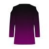 Womens 3/4 Sleeve Summer Tops V Neck Cold Shoulder Tops Gradient Color Print Shirts Womens Loose Summer Tops Purple view 4