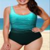 Aleumdr Women Bathing Suit Tummy Control Womens Slimming Swimsuit Pus Size Athletic Bathing Suits One-Piece Swimwear Green 309 20 Plus view 3