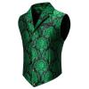Mens Suit Vest Paisley Floral Victorian Vests Formal Waistcoat Tuxedo Vests with Notched Lapels (Green,XX-Large)