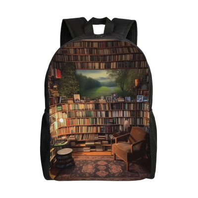 HJTRW Bookshelf Backpack Waterproof Large Capacity Travel Laptop Backpack Casual Daypack For Men Women