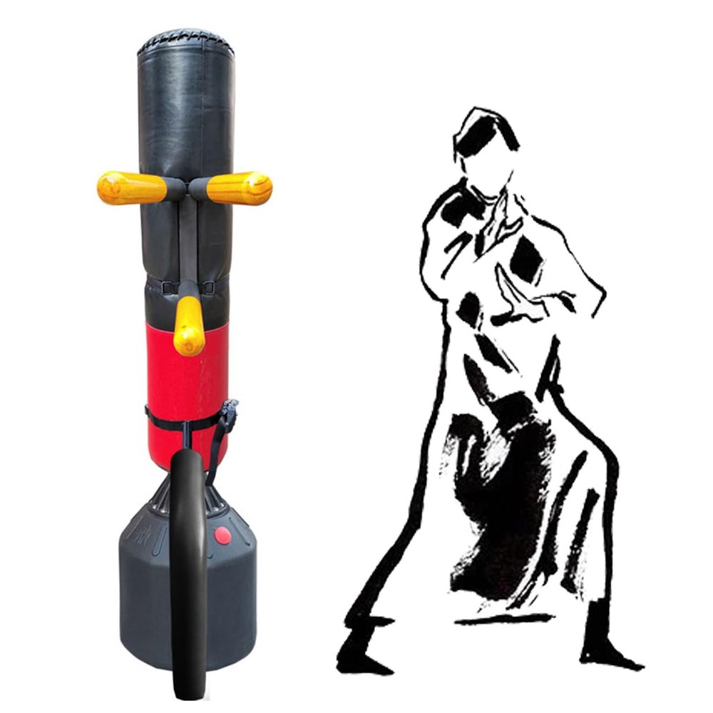 EXCLURA Wing Chun Dummy with Spring Arms  Leg, Simple Portable Chinese Kong Fu Training Dummy, Martial Arts Dummy Trainer for Sandbag/Soft Object