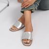 Stratuxx Kaze Womens Flat Sandals Dressy Summer Slide with Memory Foam Comfortable Cute Leather Silver Sandals for Women view 2