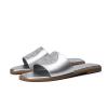 Stratuxx Kaze Womens Flat Sandals Dressy Summer Slide with Memory Foam Comfortable Cute Leather Silver Sandals for Women view 3