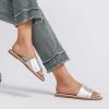 Stratuxx Kaze Womens Flat Sandals Dressy Summer Slide with Memory Foam Comfortable Cute Leather Silver Sandals for Women view 4