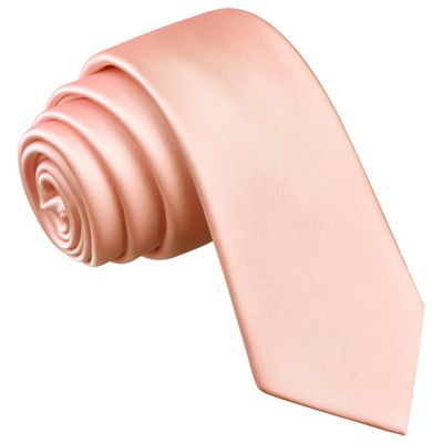 Branduce Rose Gold Tie Solid Satin Skinny Ties for Men Silk Blend Slim Necktie for Wedding Business (TA12-29)