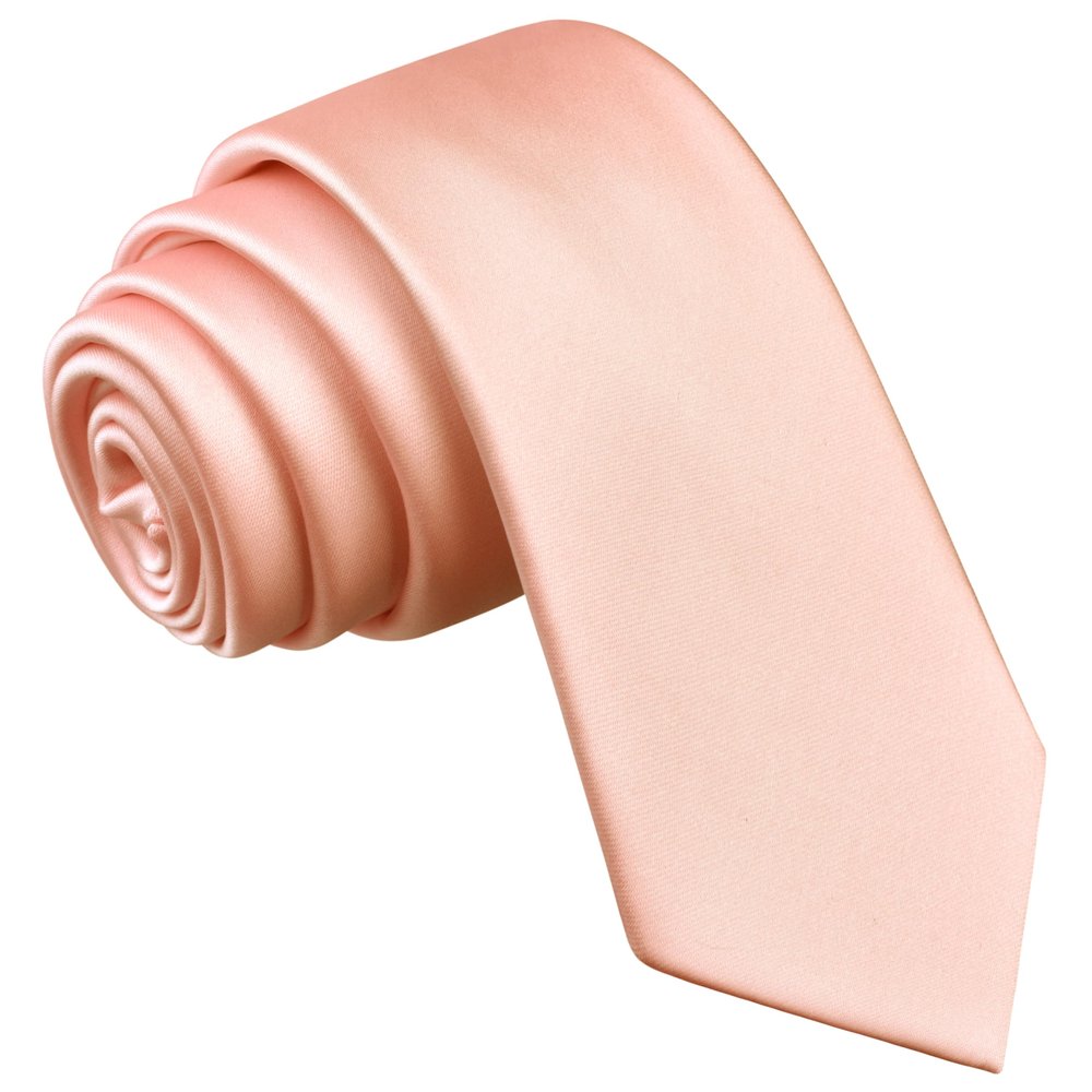 Branduce Rose Gold Tie Solid Satin Skinny Ties for Men Silk Blend Slim Necktie for Wedding Business (TA12-29)