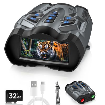 BUSHBINOC Night Vision Binoculars for Adults: 4K Video Recorder - 12H Continuous Recording - 16X Digital Zoom - 9-Level Infrared - 250m/820ft Dark View Wildlife & Outdoor Gifts for Men, Dad, Husband